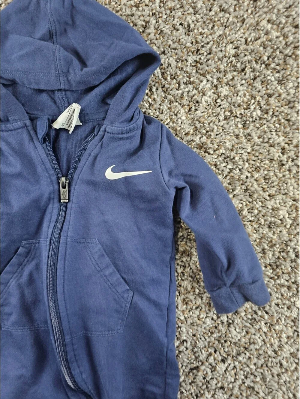 Nike Baby Boys French Terry Futura Coverall Baby Sz 12M Navy Blue